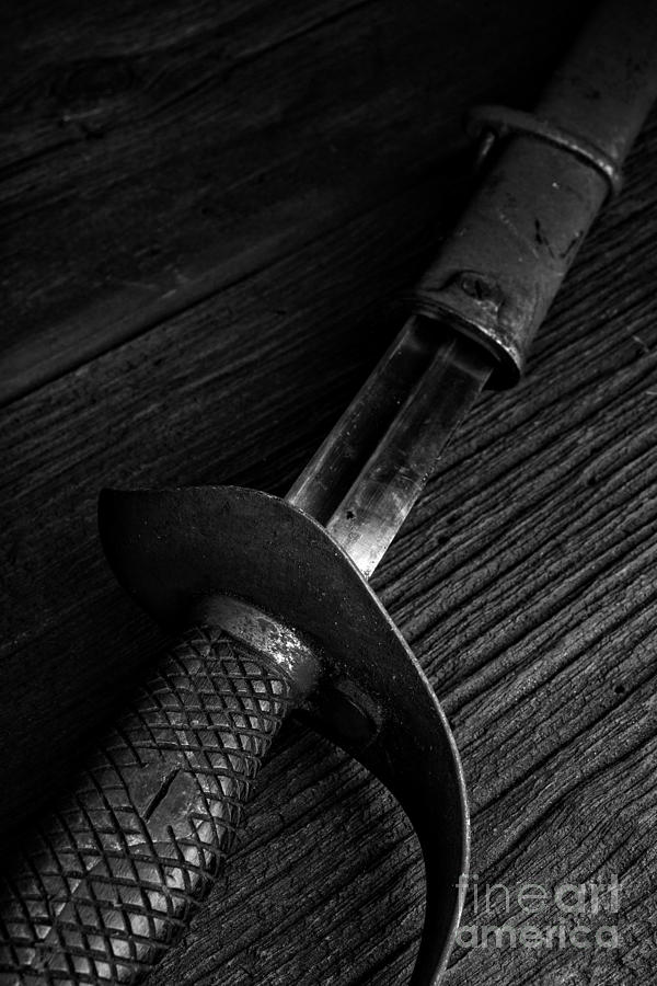 Antique Sword Black and White Photograph by Edward Fielding