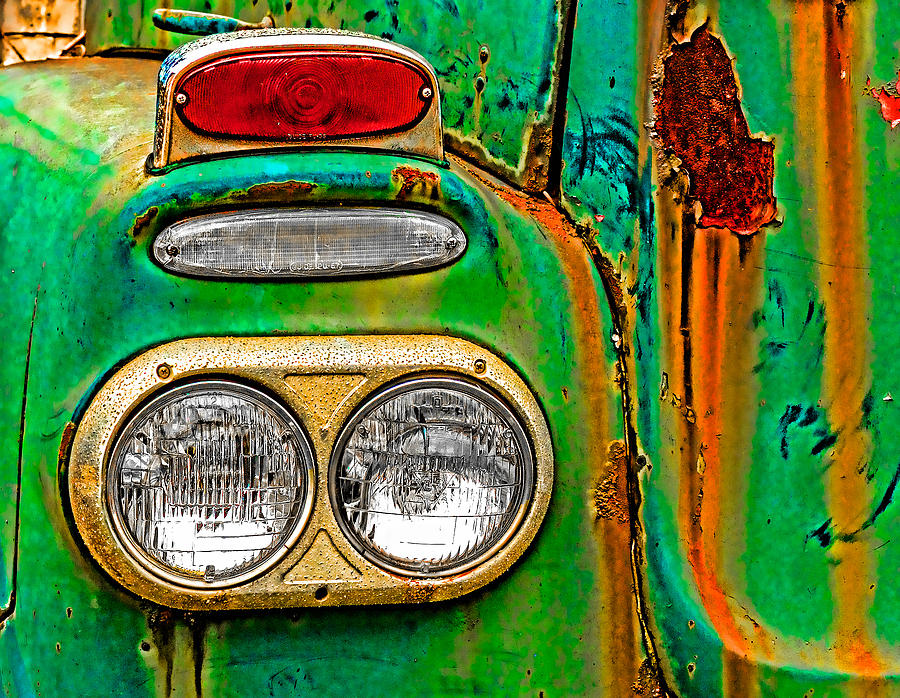 Truck Photograph - Antique Truck Lights by William Jobes