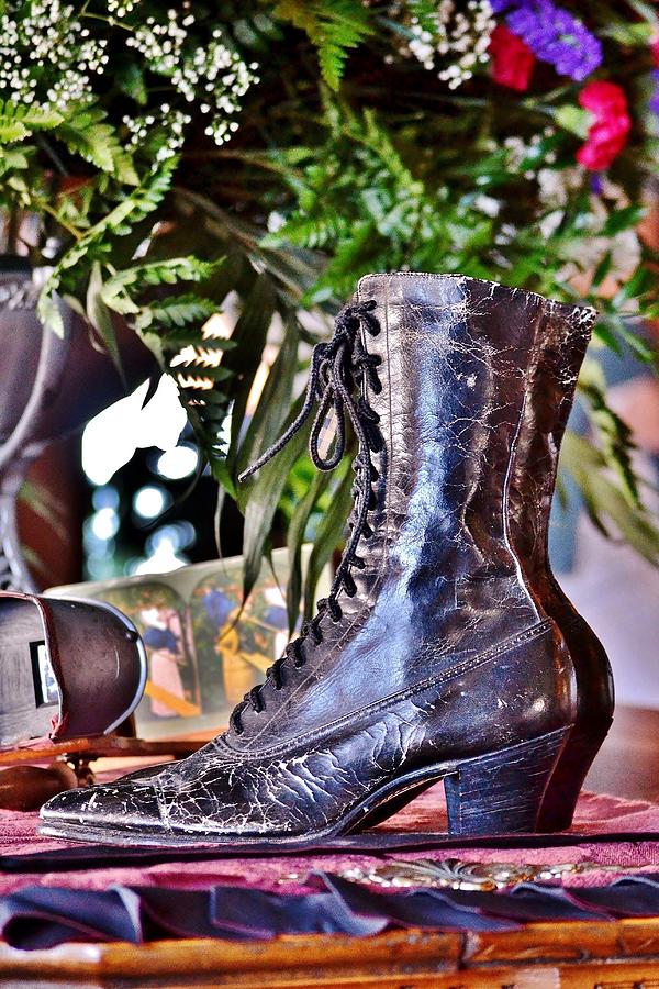 Antique Victorian Boots at the Boardwalk Plaza Hotel - Rehoboth Beach Delaware Photograph by Kim Bemis