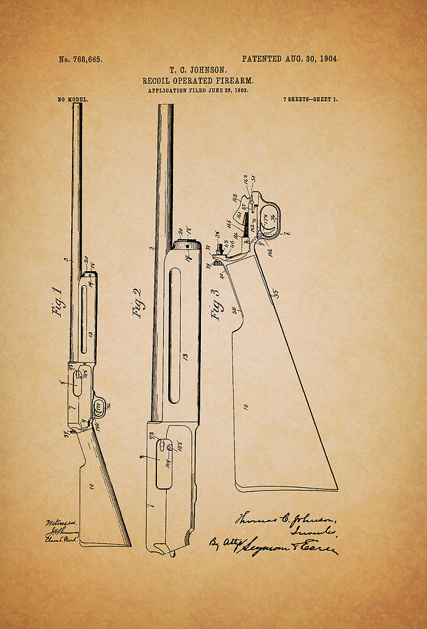 Antique Winchester Rifle Patent 1904 Drawing by Mountain Dreams
