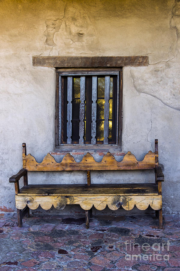 Antique Wooden Bench and Window Photograph by David Doucot