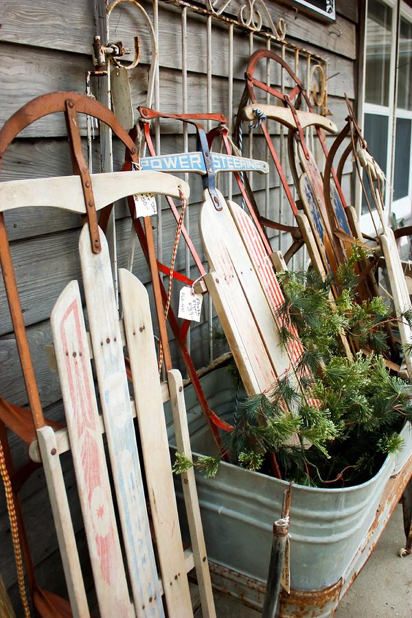 Antique Wooden Sleds Amana Iowa Photograph by Cynthia Woods