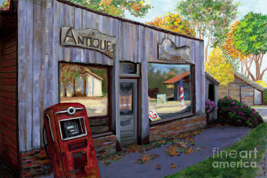Antiques on Route 66 Painting by Jackie Case