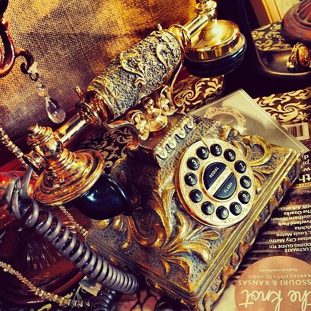 Vintage Photograph - #antiques #vintage Ornate Gilded Phone by Amy Fox