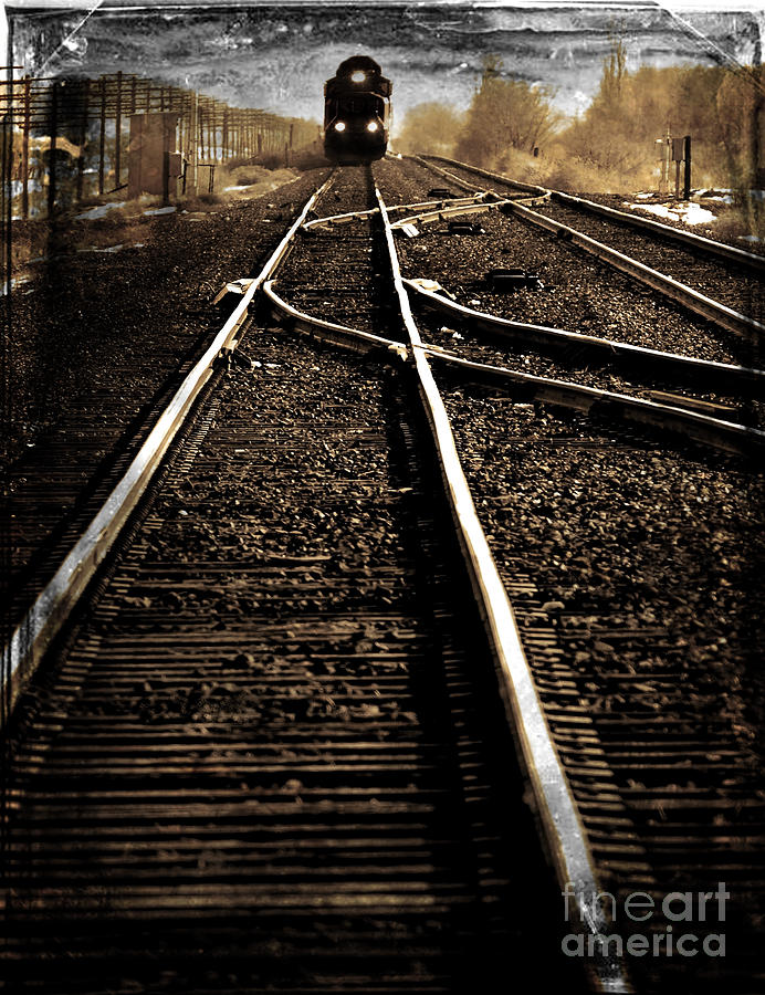 Transportation Photograph - AntiqueTrain on tracks by Lane Erickson