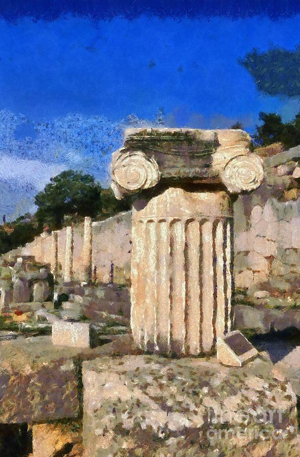 Antiquities in Delphi Painting by George Atsametakis