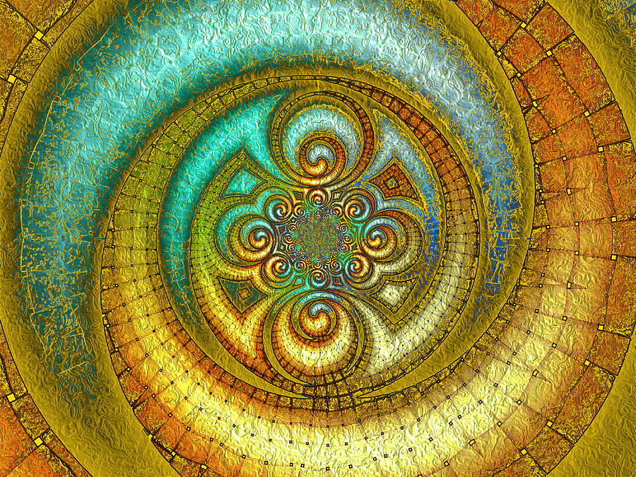 Abstract Digital Art - Antiquitys Gold 1 by Wendy J St Christopher