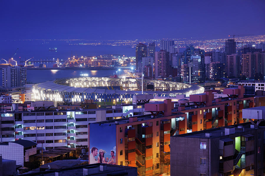 Antofagasta, Elevated City View, Dusk Photograph by Walter Bibikow