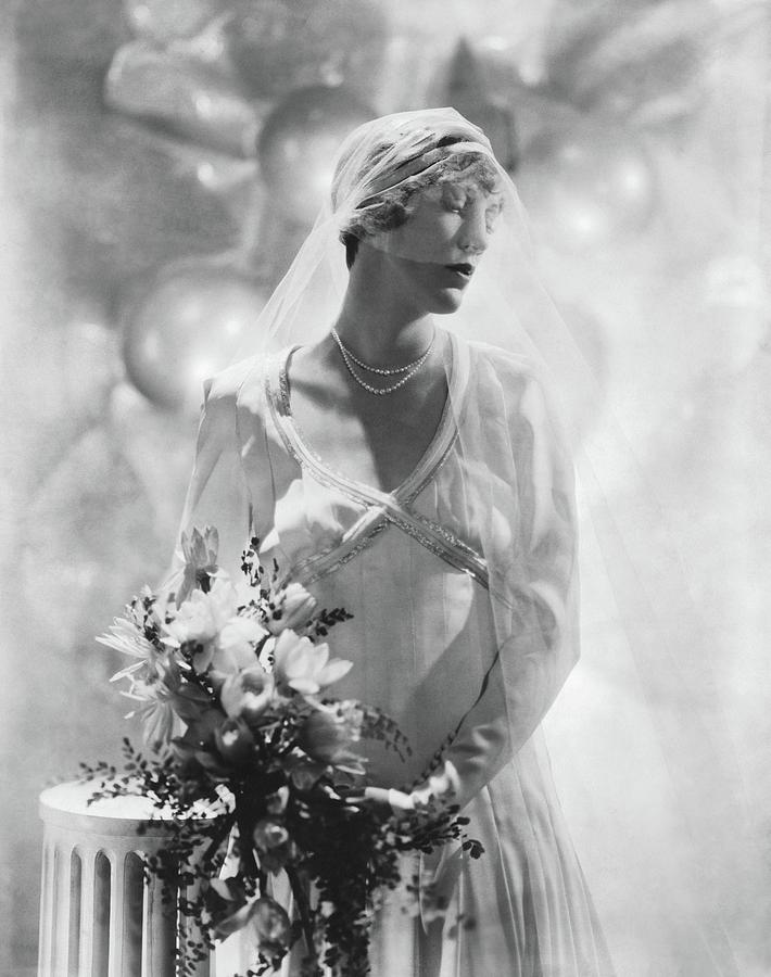 Antoinette Frissell In Her Wedding Dress Photograph by Horst P. Horst