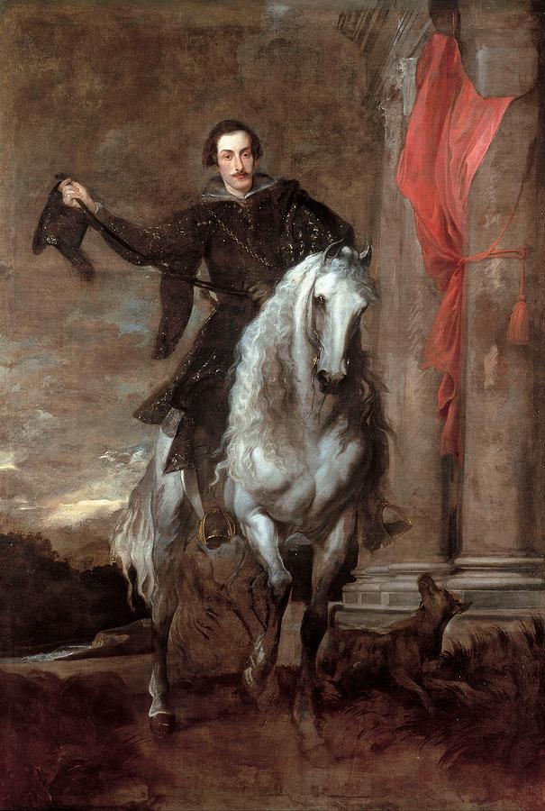 Portrait Painting - Anton Giulio Brignole-Sale on horseback by Anthony van Dyck