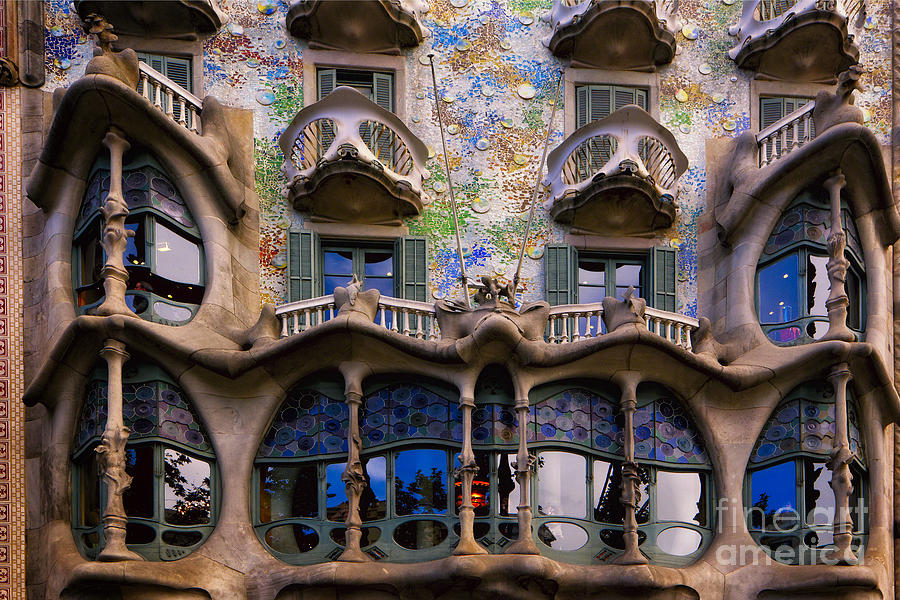 Barcelona Photograph - Antoni Gaudi Casa Batllo Facade by George Oze