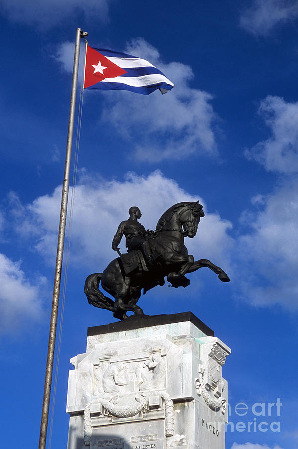 Antonio Maceo Monument and Cuban Flag Photograph by James Brunker