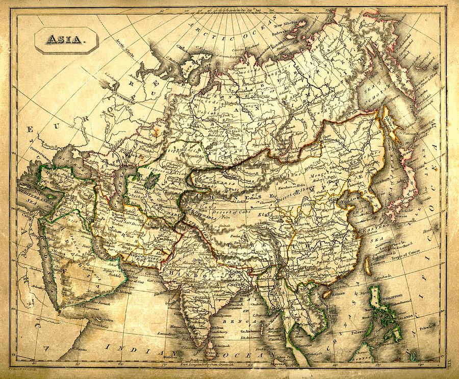 Antquie Map of Asia Drawing by Duncan1890