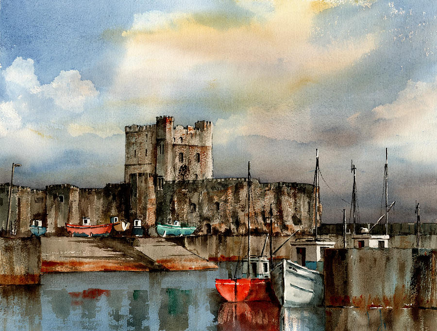 ANTRIM  Carrigfergus Castle Mixed Media by Val Byrne