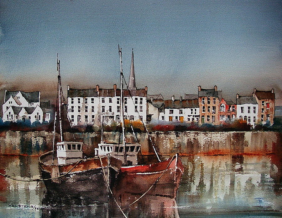 ANTRIM Carrigfergus Harbour Mixed Media by Val Byrne