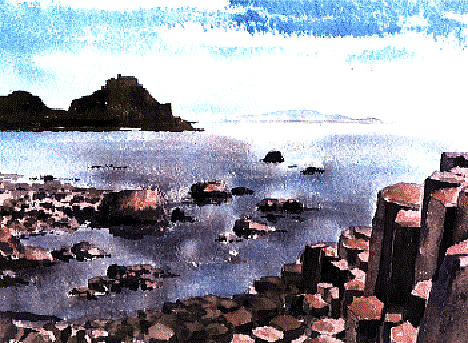 ANTRIM  Giants Causeway Mixed Media by Val Byrne