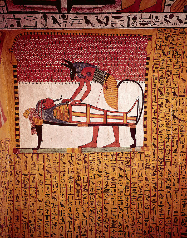 Anubis Preparing Sennedjem Mummy Painting by Brian Brake