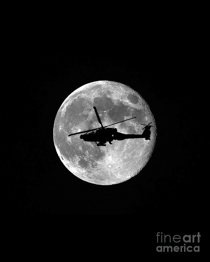 Black And White Photograph - Apache Moon Vertical by Al Powell Photography USA