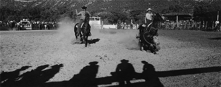 Apache roping cow Labor Day Rodeo White River Arizona 1969 Photograph by David Lee Guss