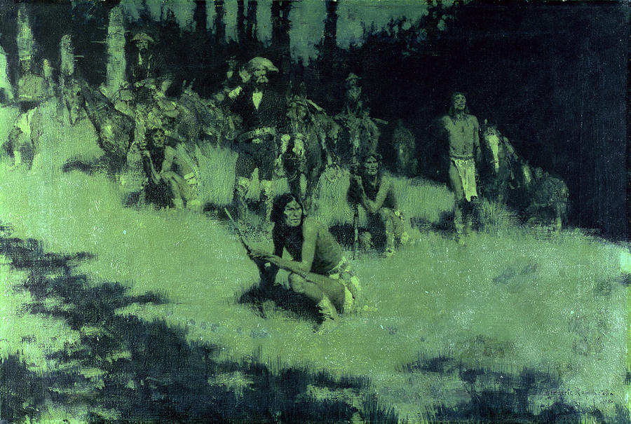 Apache Scouts Listening, 1908 Painting by Frederic Remington