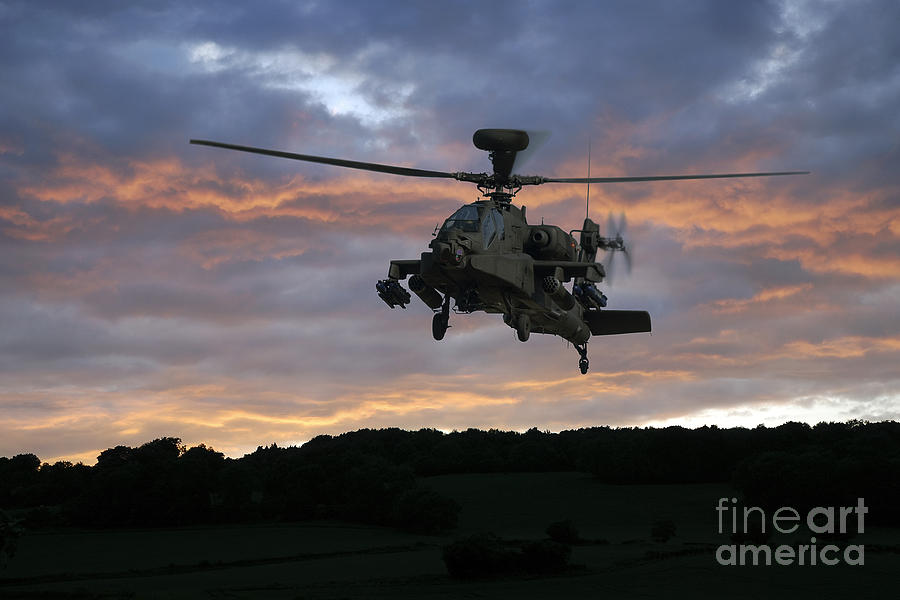 Helicopter Photograph - Apache Sunset by Steve H Clark Photography
