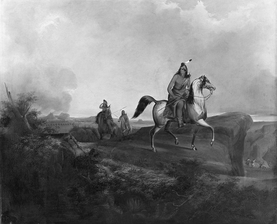 Apache Warrior, 1846 Painting by Granger