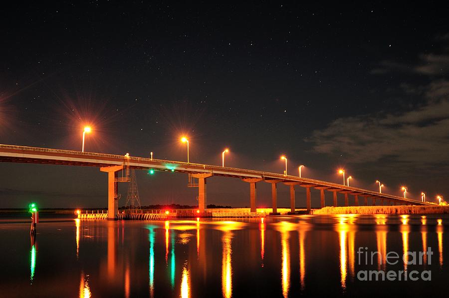 Night Time Apalachicola River Bridge Photograph by Mark Stratton