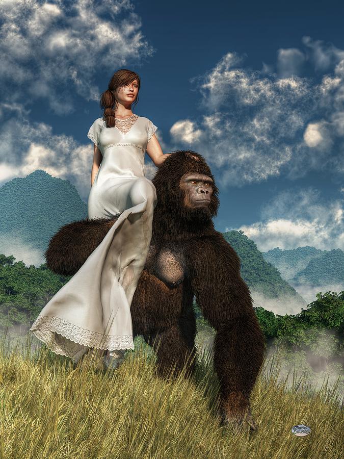 Ape and Girl Digital Art by Daniel Eskridge
