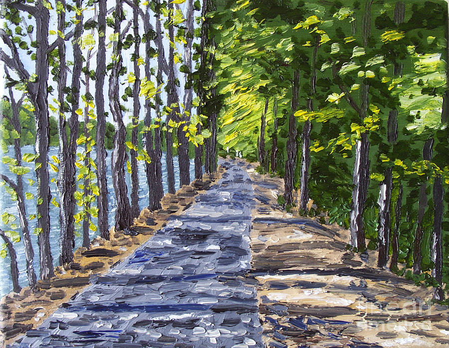 Raleigh Painting - Apex Lake Trail by Kevin Croitz
