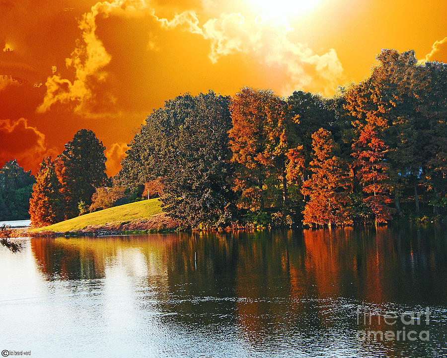 Apocalyptic Sundown Capitol Lakes Digital Art by Lizi Beard-Ward