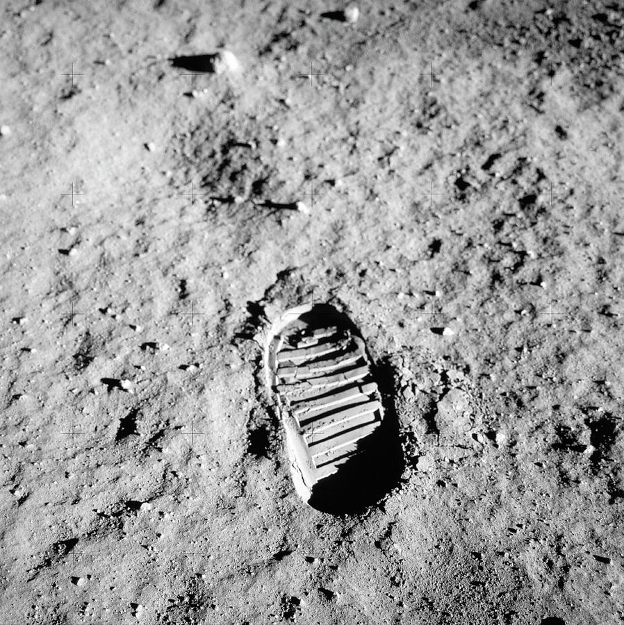 Space Photograph - Apollo 11 Bootprint On Moon by Nasa