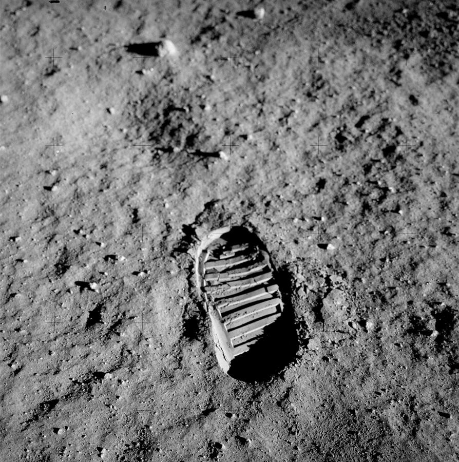 Space Photograph - Apollo 11 Buzz Aldrins Moon Footprint  by Celestial Images