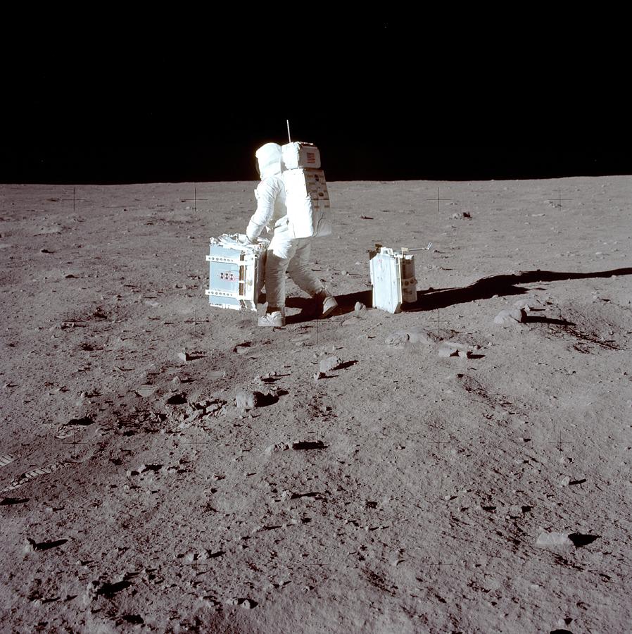 Space Photograph - Apollo 11 Moon Landing by Image Science And Analysis Laboratory, Nasa-johnson Space Center