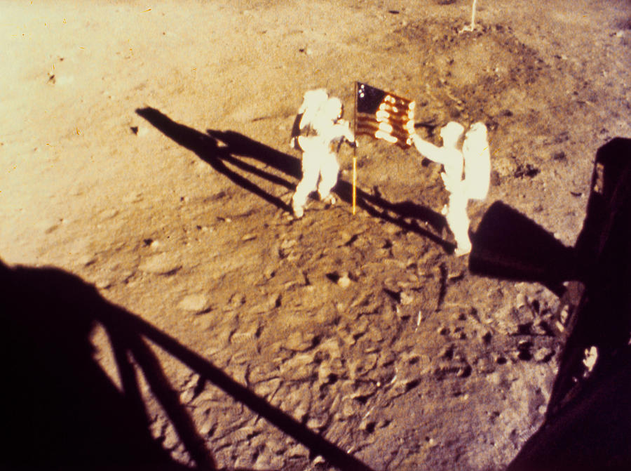 Apollo 11 Photo Showing Placing Of Us Flag On Moon Photograph by Nasa/science Photo Library