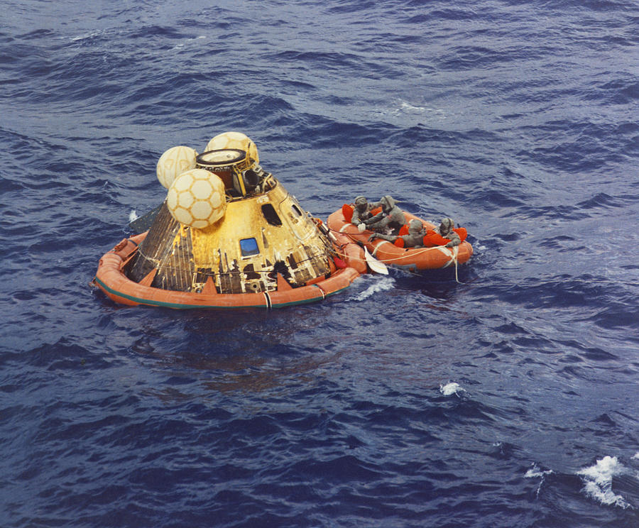 Transportation Photograph - Apollo 11 Splashdown by Underwood Archives