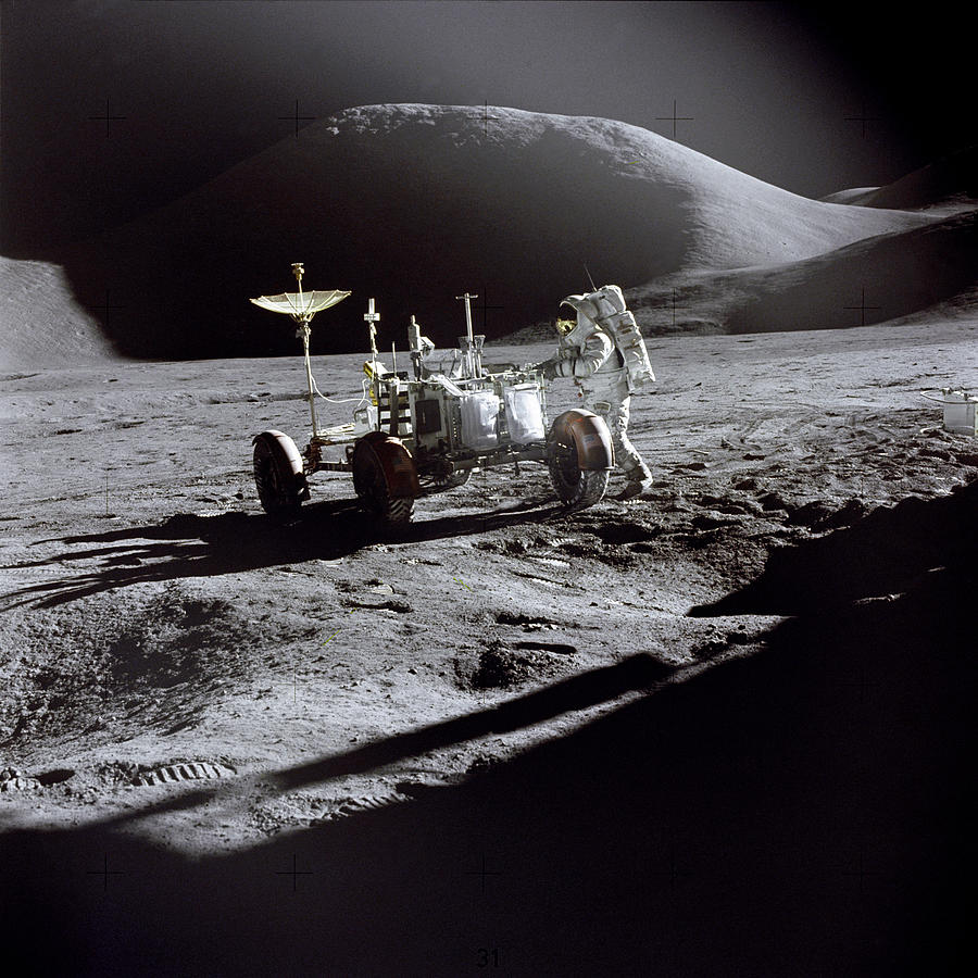 Astronaut Photograph - Apollo 15 Lunar Rover by Commander David Scott