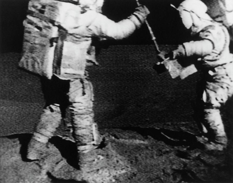 Duke University Photograph - Apollo 16 Astronauts Collect Moon Samples by Nasa/science Photo Library