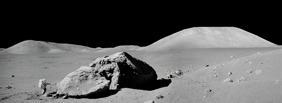 Apollo 17 Crew At Tracys Rock Photograph by Nasa/science Photo Library