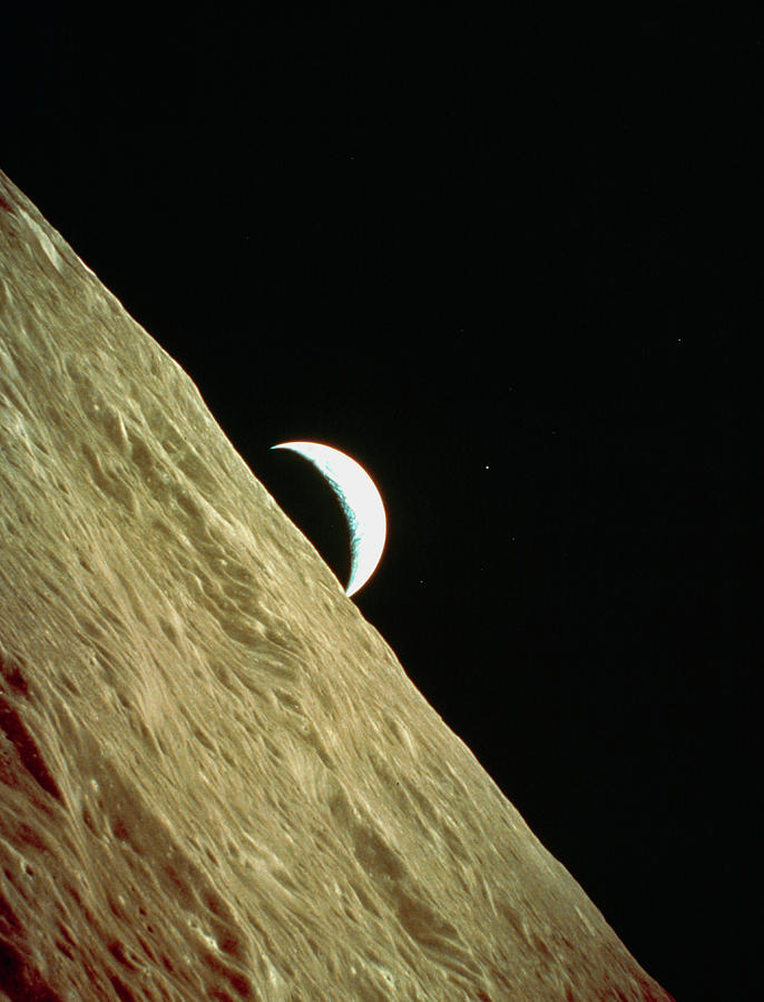 Apollo 17 Image Of A Crescent Earthrise Over Moon Photograph by Nasa/science Photo Library