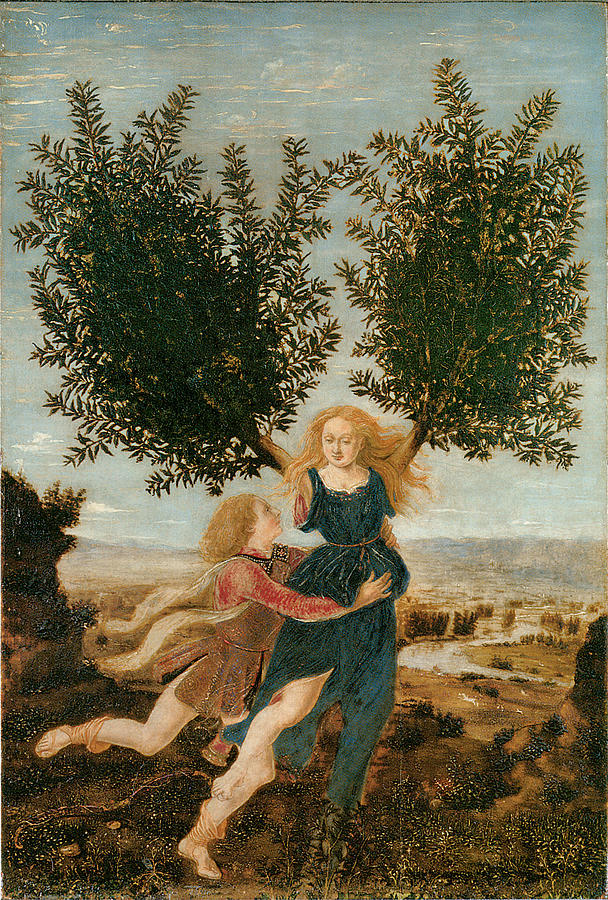 Fantasy Painting - Apollo and Daphne by Antonio Del Pollaiuolo