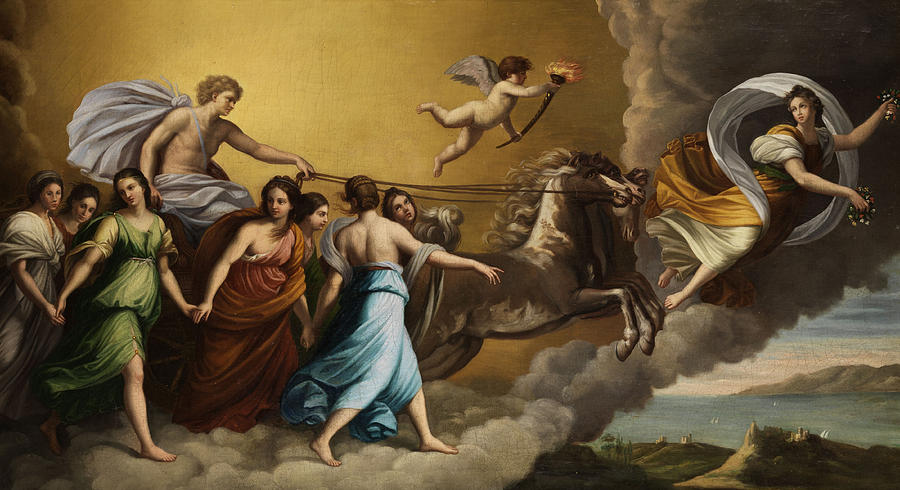 Greek Painting - Apollo and the Muses by Italian painter  