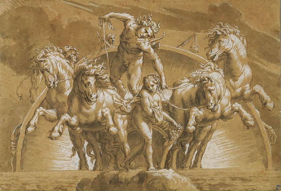 Apollo driving the Chatiot of the Sun Drawing by Lelio Orsi