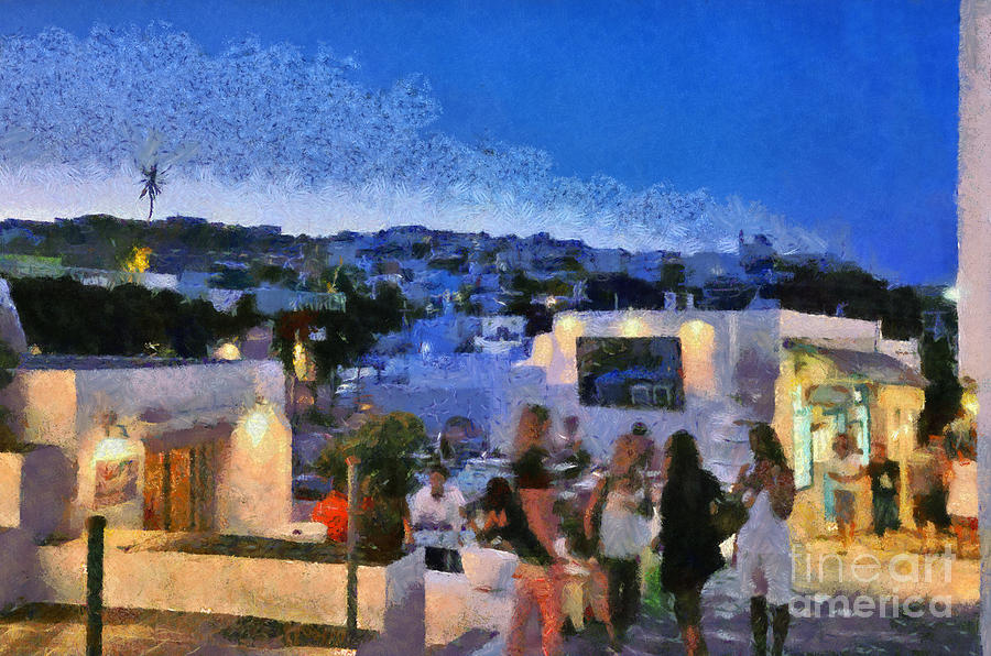 Apollonia town during dusk time Painting by George Atsametakis