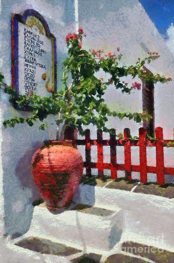 Bougainvillea Painting - Apollonia town in Sifnos island by George Atsametakis