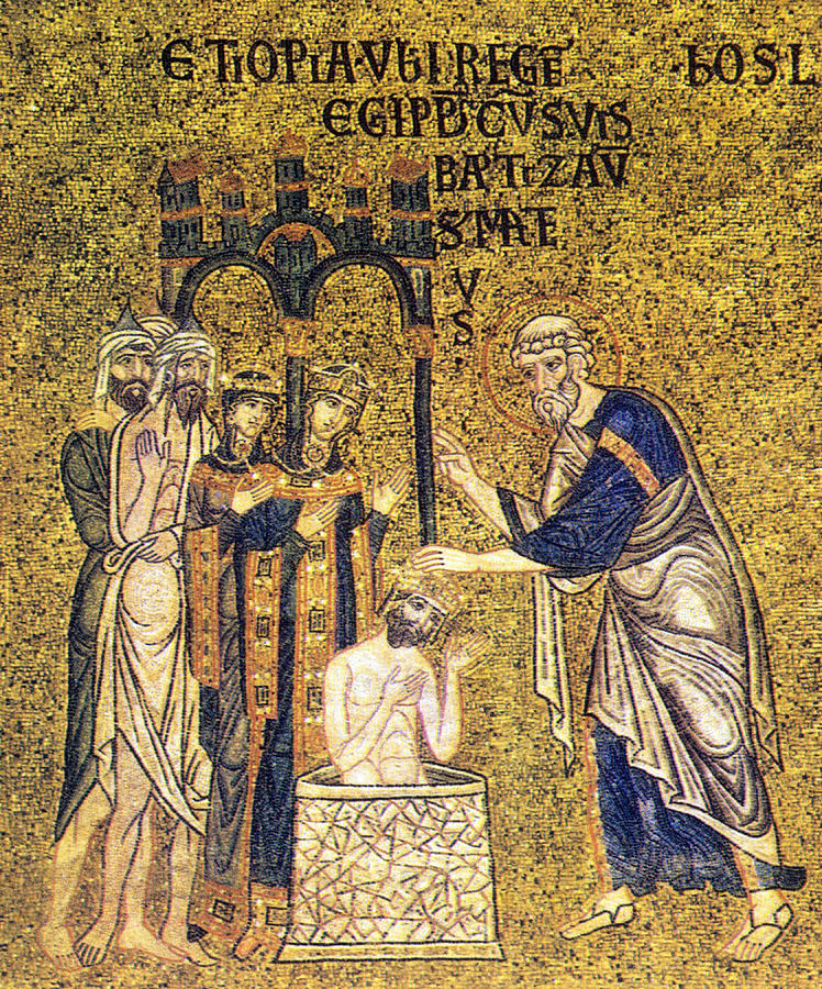Culture Photograph - Apostle In Act Of Baptizing Mosaic by Science Source