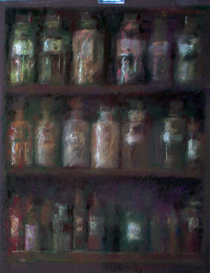 Apothecary Bottles Drawing by Paez  Antonio