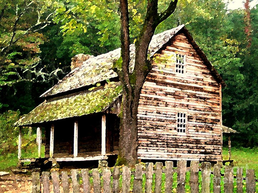 Vintage Painting - Appalachian Cabin by Desiree Paquette