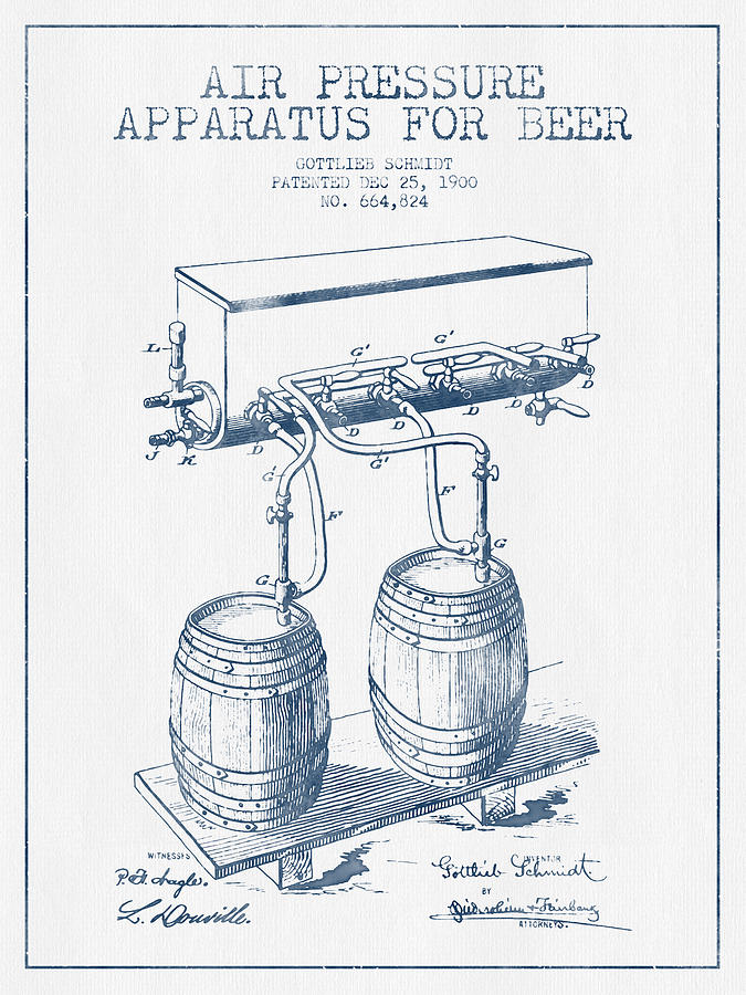 Apparatus For Beer Patent From 1900 -  Blue Ink Digital Art