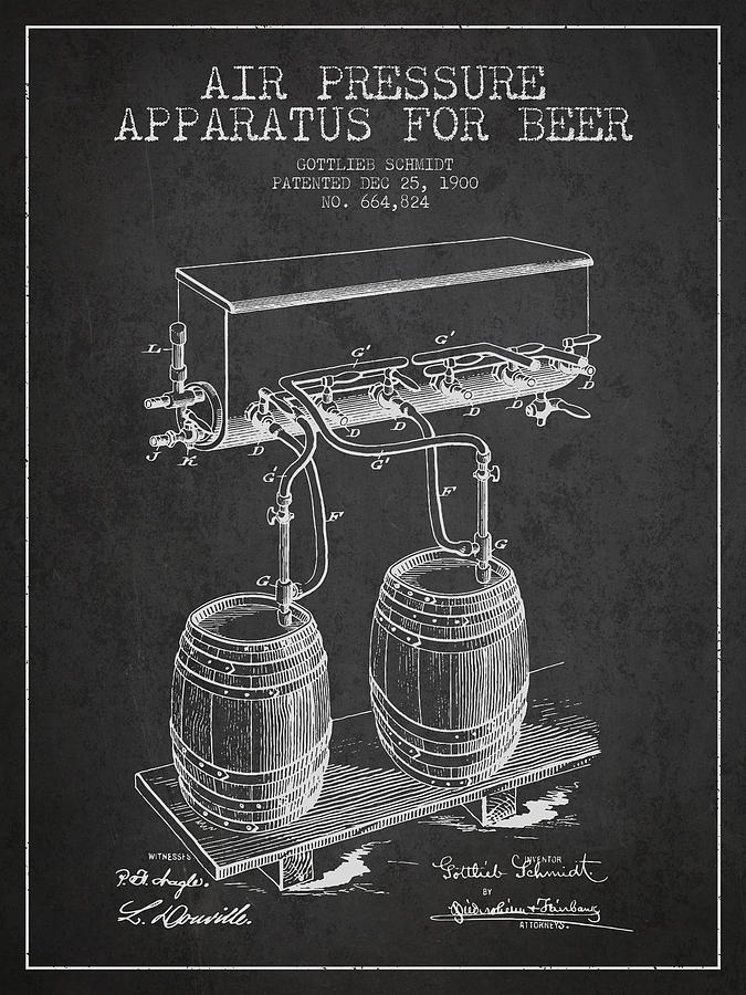 Beer Digital Art - Apparatus for Beer Patent from 1900 - Dark by Aged Pixel