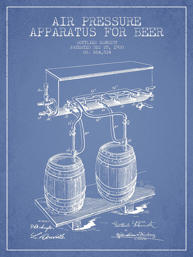 Apparatus For Beer Patent From 1900 - Light Blue Digital Art